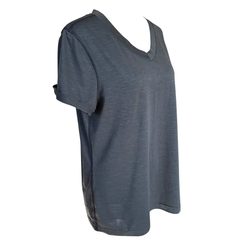 The North Face women's t-shirt grayish blue short sleeve v-neck activewear L - Picture 2 of 10